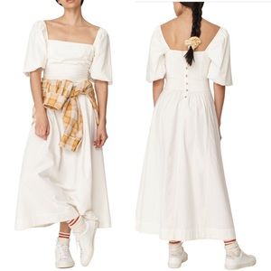 FREE PEOPLE ‘Ain’t She A Beaut’ Puff Sleeve Ruched Dress White Size S